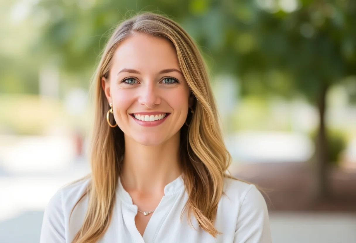 Portrait of a smiling woman named Anna.